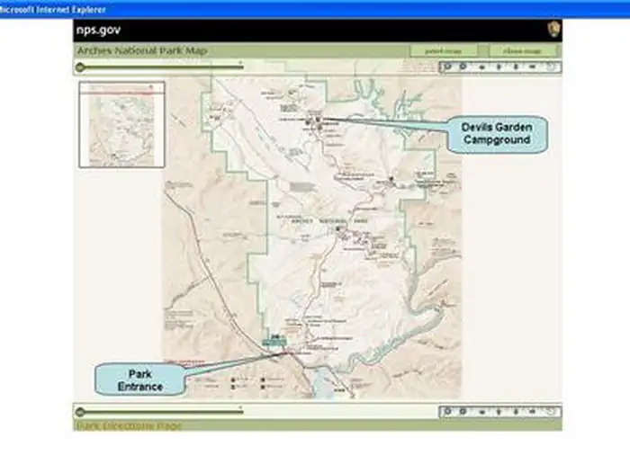 Map of Arches National park